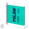 (57053E80GR) MILAN CUADERNO ESPIRAL A5 80H 95GR 5X5MM TAPA DURA COLECCIÓN NATA® 624 SINCE 1918 VERDE