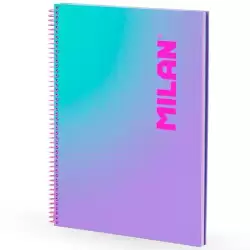 (57143E90SNPR) MILAN CUADERNO ESPIRAL A4 90H 95GR CUADRÍCULA 5X5 TAPA DURA COLECCIÓN SUNSET LILA