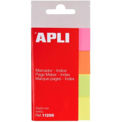 (11286) APLI MARCADORES DE PÁGINA 50X20MM 4 COLORES FLUORESCENTES 40 HOJAS POR COLOR
