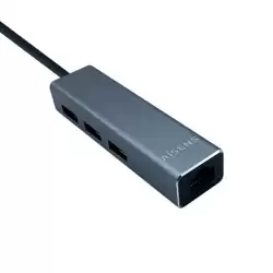 (A106-0401) AISENS CONVERSOR USB 3.0 A ETHERNET GIGABIT 10/100/1000 MBPS + HUB 3XUSB3.0 GRIS 15CM