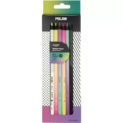 (071522206) MILAN LÁPICES DE COLORES MINA GRUESA SUNSET MADERA NEGRA ESTUCHE 6 UD C/SURTIDOS
