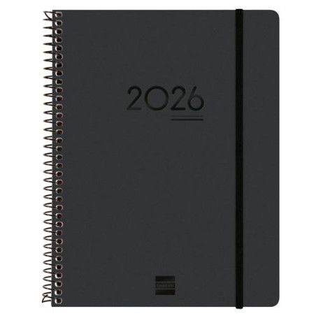 (626700126) FINOCAM AGENDA IKON ESPIRAL 16 MESES E10 SVV CIERRE C/GOMA TAPA PP NEGRO 2025-2026