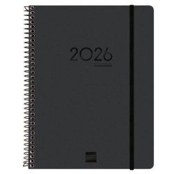 (626700126) FINOCAM AGENDA IKON ESPIRAL 16 MESES E10 SVV CIERRE C/GOMA TAPA PP NEGRO 2025-2026