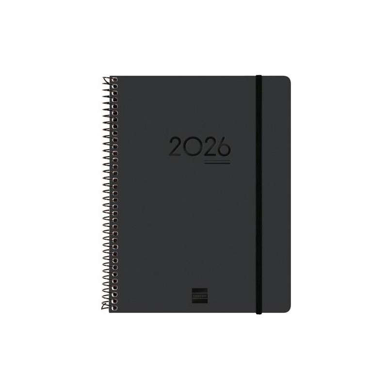 (626700126) FINOCAM AGENDA IKON ESPIRAL 16 MESES E10 SVV CIERRE C/GOMA TAPA PP NEGRO 2025-2026