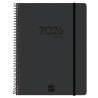 (626700126) FINOCAM AGENDA IKON ESPIRAL 16 MESES E10 SVV CIERRE C/GOMA TAPA PP NEGRO 2025-2026