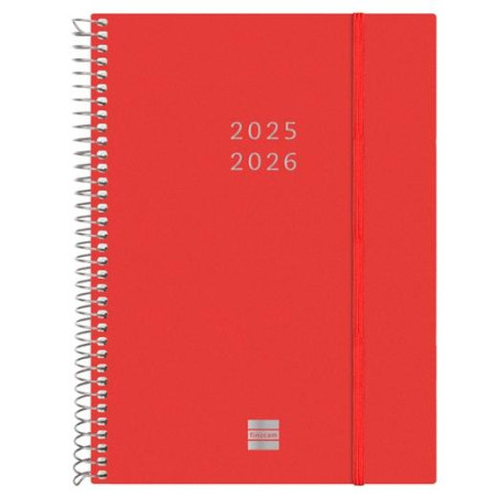 (636241326) FINOCAM AGENDA ESPIRAL 18 MESES E10 SVH CIERRE C/GOMA TAPA PP ROJO 2025-2026