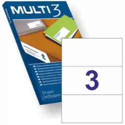 (12549) MULTI-3 ETIQUETAS ADHESIVAS 210X99MM INKJET/LÁSER C/RECTOS 3 X 100H BLANCO
