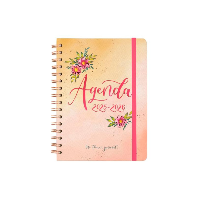 (647010226) FINOCAM AGENDA THE FLOWER JOURNAL ESPIRAL DOBLE E10 - 155X212MM SVH TAPA DURA ROSA 2025-2026