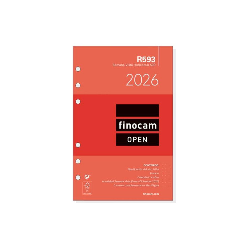 (711580026) FINOCAM RECAMBIO ANUAL AGENDA DE ANILLAS OPEN R593 500-117X181MM SVH 2026