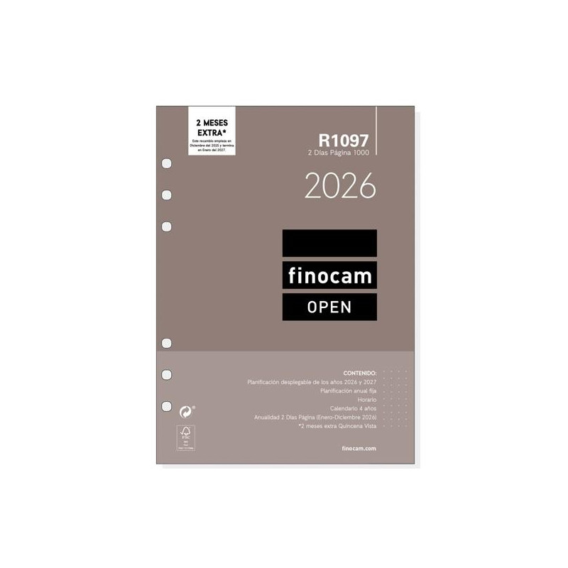 (711610026) FINOCAM RECAMBIO ANUAL AGENDA DE ANILLAS OPEN R1097 1000-155X215MM 2DP 2026