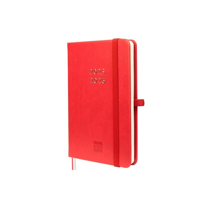 (636101326) FINOCAM AGENDA MÍNIMAL 18 MESES M3 SVH CIERRE C/GOMA TAPA DURA ROJO 2025-2026