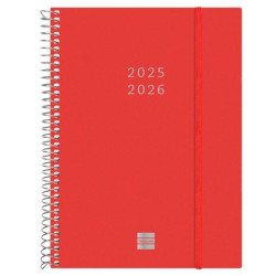 (636241326) FINOCAM AGENDA ESPIRAL 18 MESES E10 SVH CIERRE C/GOMA TAPA PP ROJO 2025-2026