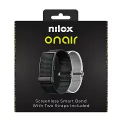 (NXSWONAIRBK) NILOX PULSERA INTELIGENTE SIN PANTALLA BLUETOOTH INCLUYE DOS PULSERAS NEGRO Y PLATA