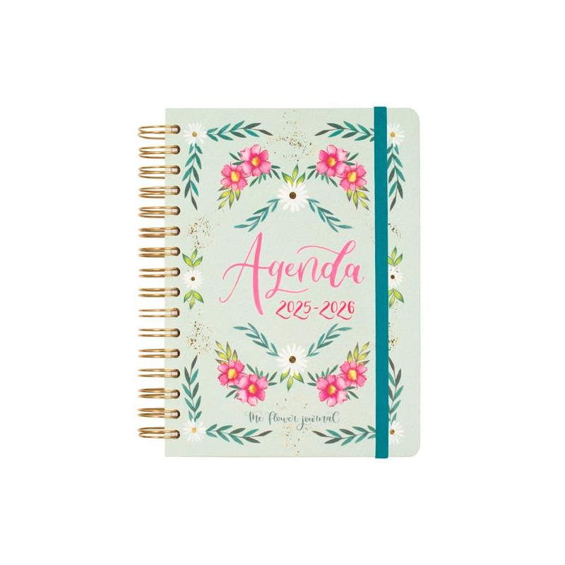 (647020126) FINOCAM AGENDA THE FLOWER JOURNAL ESPIRAL DOBLE E10 - 155X212MM 1DP TAPA DURA VERDE 2025-2026