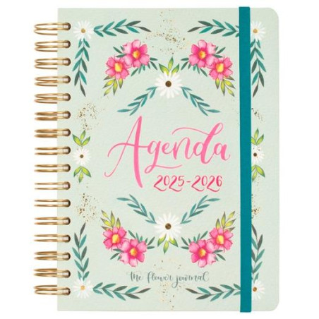 (647020126) FINOCAM AGENDA THE FLOWER JOURNAL ESPIRAL DOBLE E10 - 155X212MM 1DP TAPA DURA VERDE 2025-2026