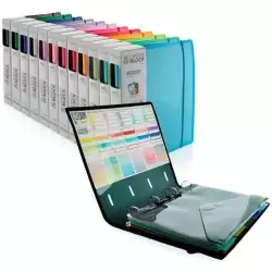 (43211) OFFICE BOX CARPETA & BLOCK COLORLINE ANILLAS D 4X32MM A4+ 100H 5X5 CIERRE C/GOMA TAPA PP COLORES SURTIDOS