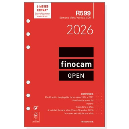 (711500026) FINOCAM RECAMBIO ANUAL AGENDA DE ANILLAS OPEN R599 500-117X181MM SVV 2026