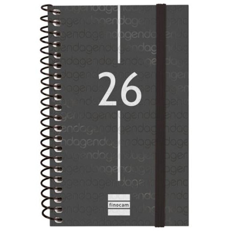 (741426026) FINOCAM AGENDA ESPIRAL YEAR E3-79X127MM SVH TAPA PP NEGRO 2026