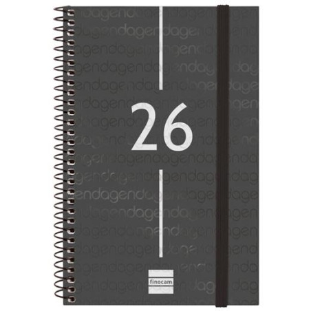 (741446026) FINOCAM AGENDA ESPIRAL YEAR E5-117X181MM SVH TAPA PP NEGRO 2026