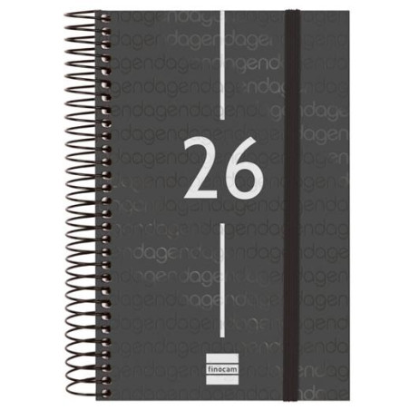 (741096026) FINOCAM AGENDA ESPIRAL YEAR E5-117X181MM 1DP TAPA PP NEGRO 2026