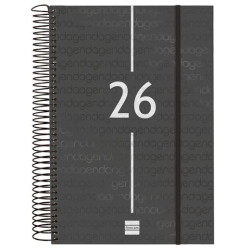 (742076026) FINOCAM AGENDA ESPIRAL YEAR E11-165X242MM 1DP TAPA PP NEGRO 2026