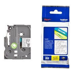 (TZE135) BROTHER CINTA ROTULADORA LAMINADA TEXTO BLANCO SOBRE TRANSPARENTE - 12MMX8M