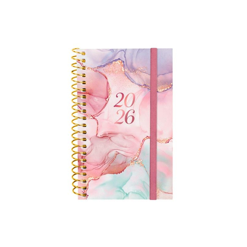 (742202626) FINOCAM AGENDA ESPIRAL DESIGN COLLECTION E3-79X127MM SVH TAPA PP GOLDY 2026