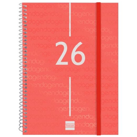 (741453026) FINOCAM AGENDA ESPIRAL YEAR E10-155X212MM SVH TAPA PP ROJO 2026