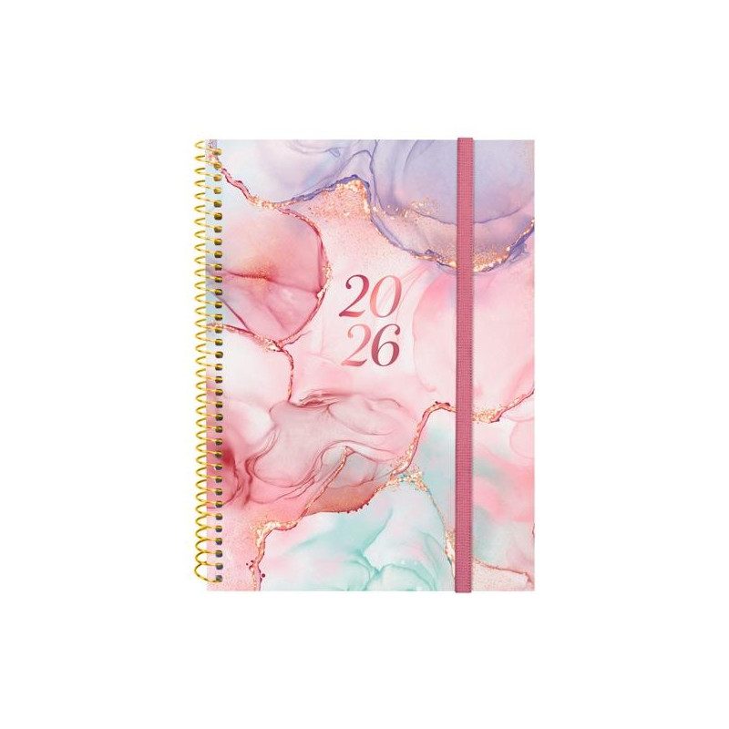 (742232626) FINOCAM AGENDA ESPIRAL DESIGN COLLECTION E10-155X212MM SVH TAPA PP GOLDY 2026