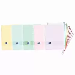 (400158956) OXFORD CUADERNO LIVE&GO EUROPEANBOOK 8 MICROPEERFORADO 160H A4+ 5X5 TAPA DE PLÁSTICO C/SURTIDOS PASTEL