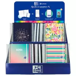 (400196671) OXFORD AGENDA ESCOLAR ESPIRAL C/SURTIDOS 2025-2026 CASTELLANO EXPOSITOR DISEÑO 38 UD