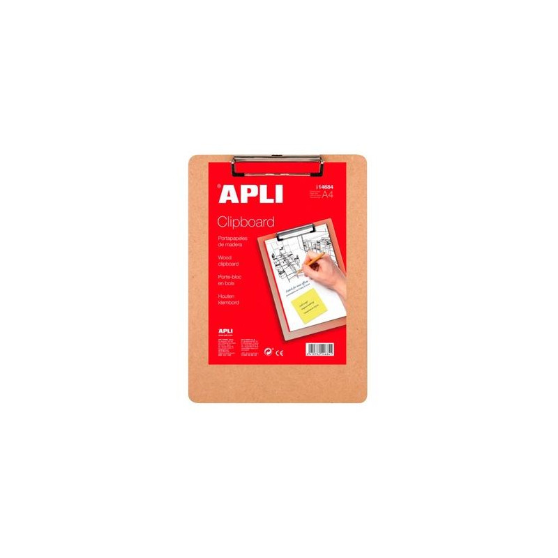 (14684) APLI CLIPBOARD MADERA A4 MARRÓN