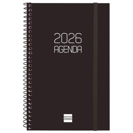 (742756026) FINOCAM AGENDA ESPIRAL OPAQUE E5-117X181MM SVH TAPA PP NEGRO 2026