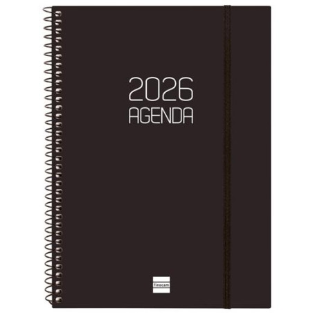 (742766026) FINOCAM AGENDA ESPIRAL OPAQUE E10-155X212MM SVH TAPA PP NEGRO 2026