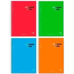 (16366) PACSA CUADERNO SUPERBLOCK EXTRA 120H A4 90GR 5X5 + GRECA MICROPERFORADO TAPA DURA PACK 4 UD C/SURTIDOS