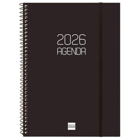 (742776026) FINOCAM AGENDA ESPIRAL OPAQUE E10-155X212MM SVV TAPA PP NEGRO 2026