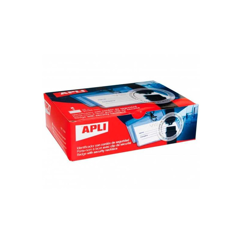 (11744) APLI CAJA DE 25 IDENTIFICADOR HORIZONTAL 90X56MM CON CORDÓN DE SEGURIDAD