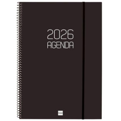 (742786026) FINOCAM AGENDA ESPIRAL OPAQUE E40-210X297MM SVH TAPA PP NEGRO 2026