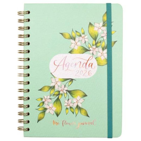 (770300226) FINOCAM AGENDA ESPIRAL THE FLOWER JOURNAL E10-155X212MM SVH TAPA DURA VERDE 2026