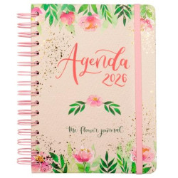 (770320126) FINOCAM AGENDA ESPIRAL THE FLOWER JOURNAL E10-155X212MM 1DP TAPA DURA ROSA 2026