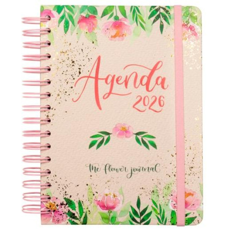 (770320126) FINOCAM AGENDA ESPIRAL THE FLOWER JOURNAL E10-155X212MM 1DP TAPA DURA ROSA 2026