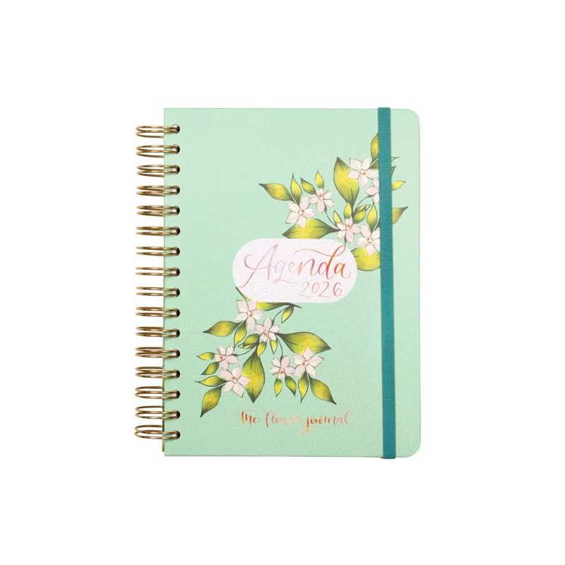(770320226) FINOCAM AGENDA ESPIRAL THE FLOWER JOURNAL E10-155X212MM 1DP TAPA DURA VERDE 2026