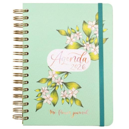 (770320226) FINOCAM AGENDA ESPIRAL THE FLOWER JOURNAL E10-155X212MM 1DP TAPA DURA VERDE 2026