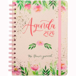 (770300126) FINOCAM AGENDA ESPIRAL THE FLOWER JOURNAL E10-155X212MM SVH TAPA DURA ROSA 2026