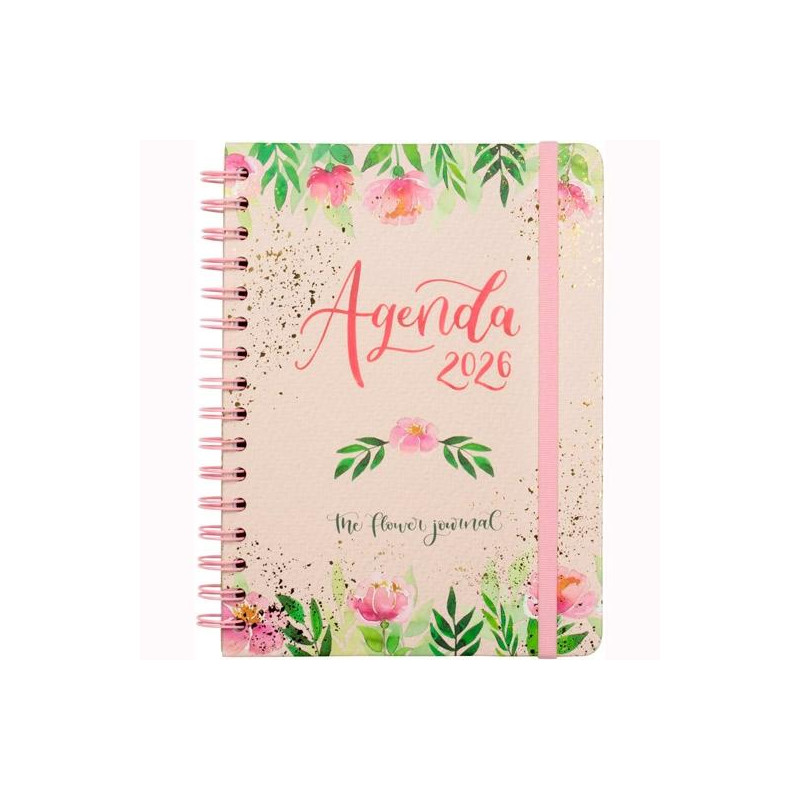 (770300126) FINOCAM AGENDA ESPIRAL THE FLOWER JOURNAL E10-155X212MM SVH TAPA DURA ROSA 2026