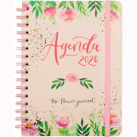 (770300126) FINOCAM AGENDA ESPIRAL THE FLOWER JOURNAL E10-155X212MM SVH TAPA DURA ROSA 2026