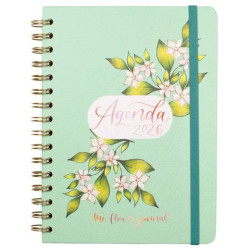 (770300226) FINOCAM AGENDA ESPIRAL THE FLOWER JOURNAL E10-155X212MM SVH TAPA DURA VERDE 2026