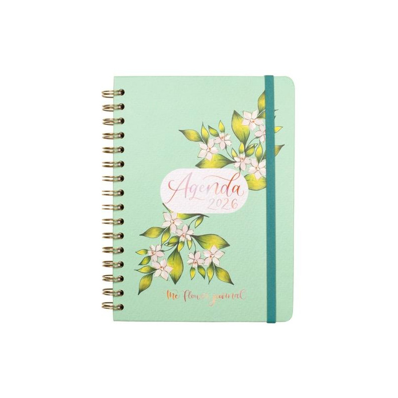 (770300226) FINOCAM AGENDA ESPIRAL THE FLOWER JOURNAL E10-155X212MM SVH TAPA DURA VERDE 2026
