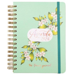 (770320226) FINOCAM AGENDA ESPIRAL THE FLOWER JOURNAL E10-155X212MM 1DP TAPA DURA VERDE 2026