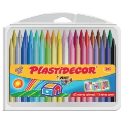 (8823372) PLASTIDECOR CERAS KIDS COLORES SURTIDOS ESTUCHE 36 UD